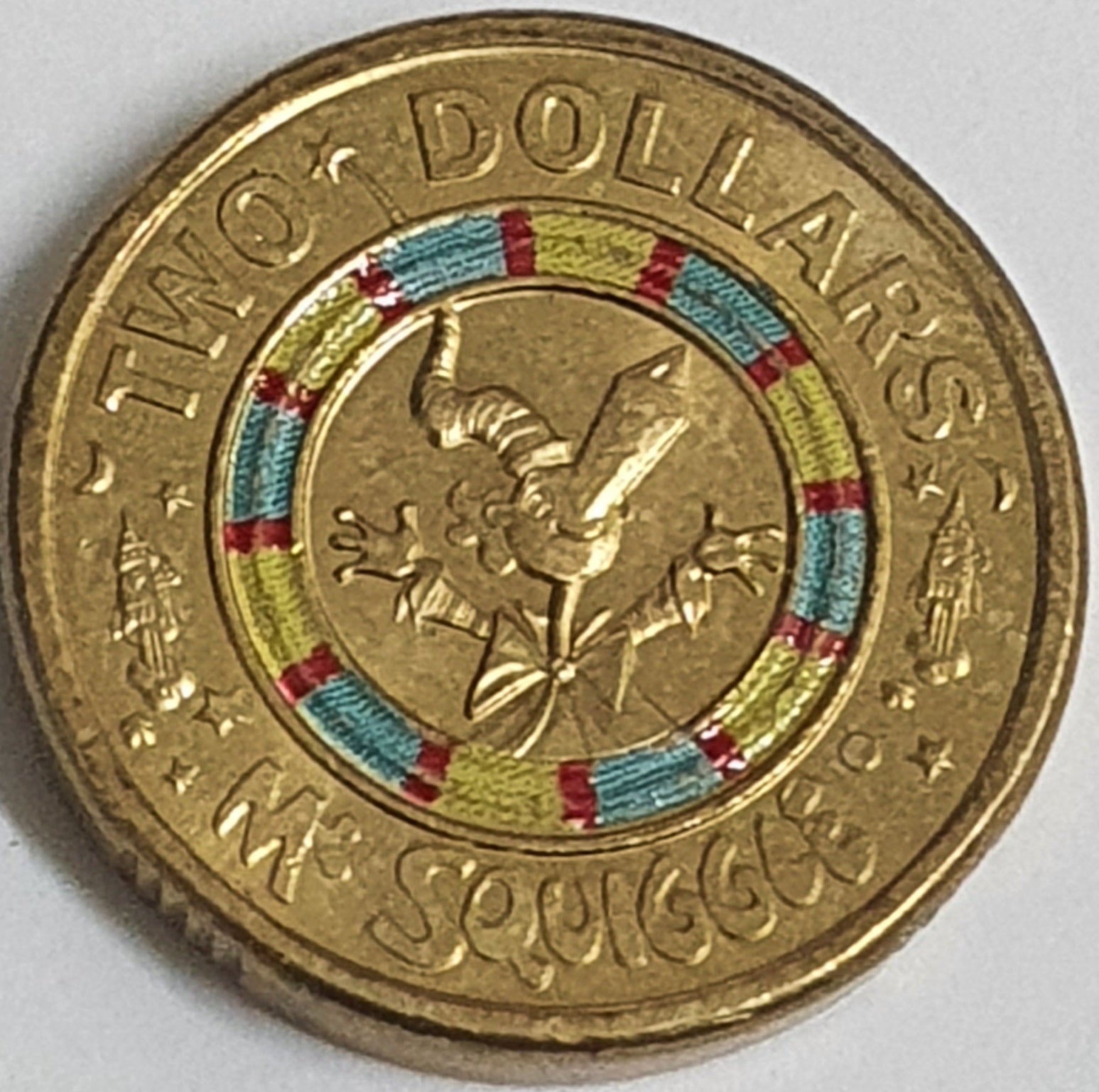 2019 $2  Blackboard  Mr Squiggle & Friends Coloured Coin UK