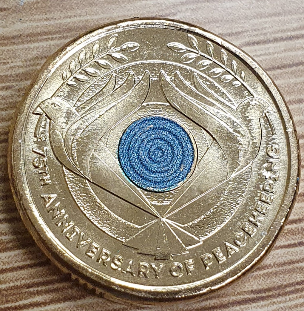 Two dollar coin with blue ring new arrivals