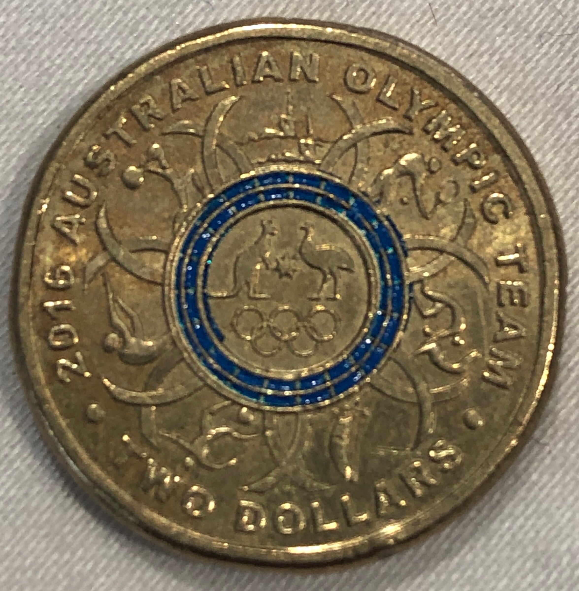 2016 Olympic Blue Ring 2 Coin Circulated Montees Collection