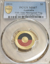 Load image into Gallery viewer, 2021 50th Ann Aboriginal Flag $2 coin PCGS MS67
