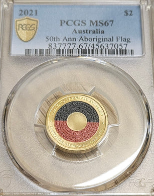 2021 50th Ann Aboriginal Flag $2 coin PCGS MS67