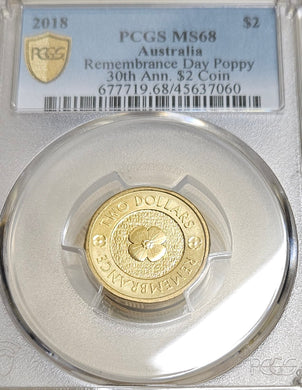 2018 -  $2 Gold Poppy ms68