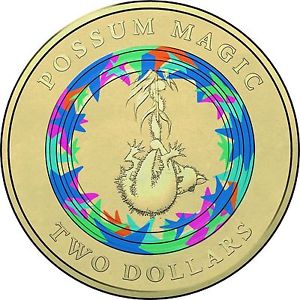 2017 Possum Magic $2 Coloured Coin, Circulated