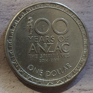 2018 100 Year of ANZAC $1 Coin, Circulated