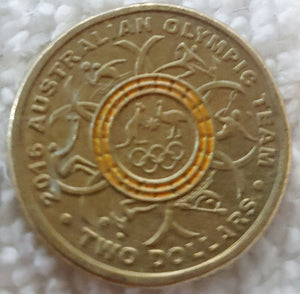 2016- Olympic Yellow Ring- $2  Coin, Circulated
