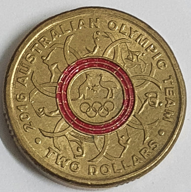 2016- Olympic Red Ring- $2  Coin, Circulated