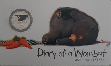 2022 - Diary of a Wombat, 20th Anniversary - Uncirculated 20c carded coin