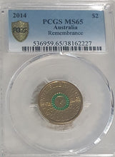 Load image into Gallery viewer, 2018 $2 Green Dove, Remembrance Day Coin PCSG MS66