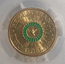 Load image into Gallery viewer, 2018 $2 Green Dove, Remembrance Day Coin PCSG MS66