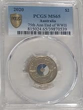 Load image into Gallery viewer, 2020 75th Anniversary, End of WWII $2 Coin - PCSG MS65