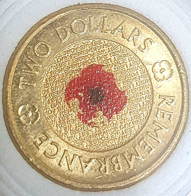 2012 Remembrance Day, Red Poppy $2 Coin, Circulated