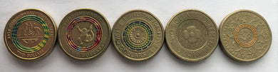Mixed Lot of Circulated $2 'coloured' coins x5