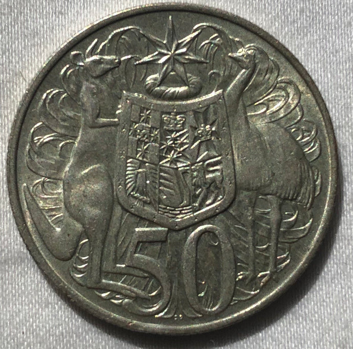 1966 Round 50 cent Australian coin