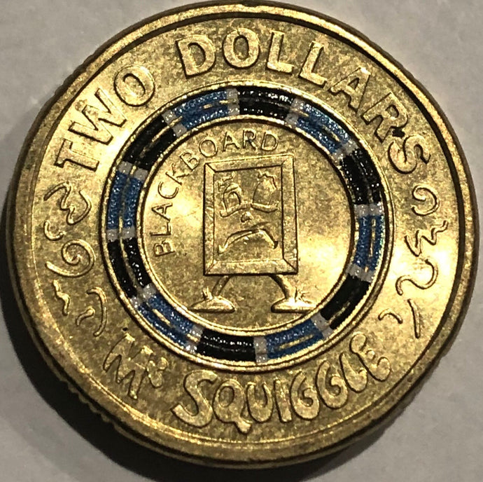 2019 Mr Squiggle $2 Coloured Coin, Circulated