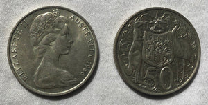 1966 Round 50 cent Australian coin