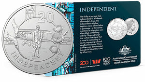 2018 20c 'Independent' Coin -ANZAC Spirit - Armistice Centenary