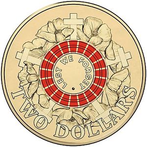 2015 - ANZAC - Lest We Forget $2 Coin, Circulated