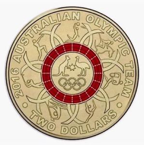 2016- Olympic Red Ring- $2  Coin, Circulated